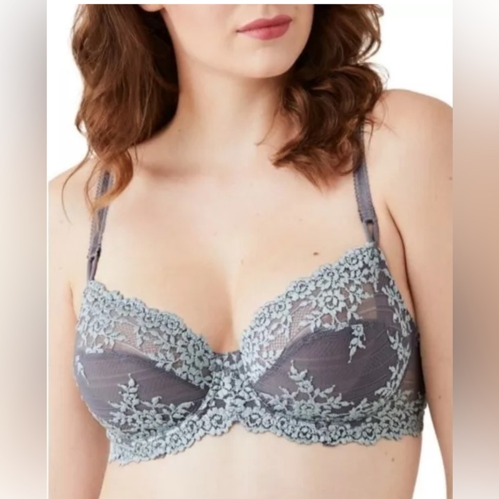 Wacoal Embrace Lace Underwire Bra Grey 34DDD Quiet Shade Ether